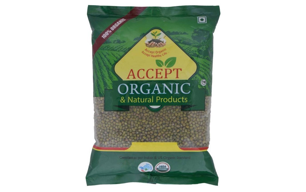 Accept Organic Moong Dal Green (Whole)    Pack  500 grams